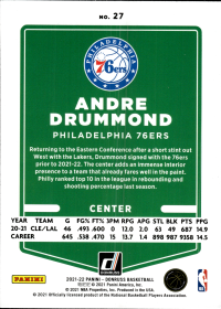 Andre Drummond - Panini Donruss Base Set 2021-22, Nr. 27