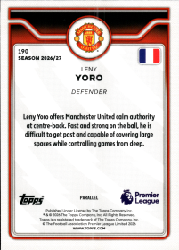 Leny Yoro - Topps Flagship Premier League Base Set 2026-27, Nr. 190 – Premier League Parallel