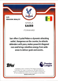 Ismaïla Sarr - Topps Flagship Premier League Base Set 2026-27, Nr. 115