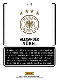 Alexander Nübel - Panini DFB International Adler 2026, Nr. 12 – Insert