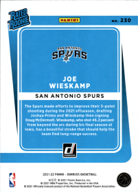 Joe Wieskamp - Panini Donruss Rated Rookie 2021-22, Nr. 230