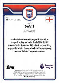 Leif Davis - Topps Flagship Premier League Base Set 2026-27, Nr. 275