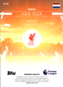 Virgil van Dijk - Topps Flagship Premier League Flying the Flag 2026-27, Nr. FF 16 – Insert