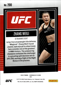 Zhang Weili - Panini Chronicles UFC Score 2022, Nr. 200