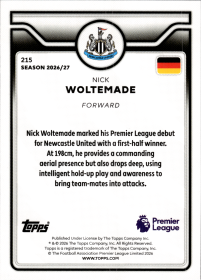 Nick Woltemade - Topps Flagship Premier League Base Set 2026-27, Nr. 215
