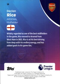 Declan Rice - Topps Chrome Premier League Base Set 2025-26, Nr. 14
