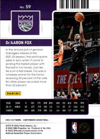 De'Aaron Fox - Panini Contenders Season Ticket 2021-22, Nr. 59