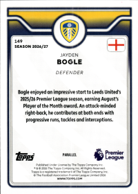 Jayden Bogle - Topps Flagship Premier League Base Set 2026-27, Nr. 149 – Numeriert, Pink Mini Diamond Parallel