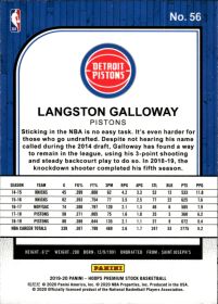 Langston Galloway - Panini Hoops Premium Stock Base Set 2019-20, Nr. 56