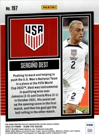 Sergiño Dest - Panini Score FIFA Base Set 2022-23, Nr. 197