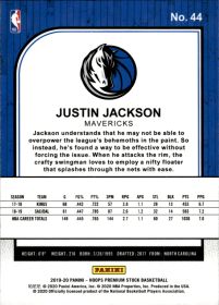 Justin Jackson - Panini Hoops Premium Stock Base Set 2019-20, Nr. 44