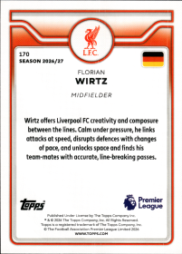 Florian Wirtz - Topps Flagship Premier League Base Set 2026-27, Nr. 170