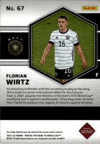 Florian Wirtz - Panini Mosaic FIFA Road to World Cup Base Set 2021-22, Nr. 67