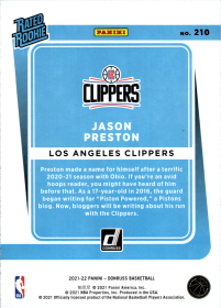 Jason Preston - Panini Donruss Rated Rookie 2021-22, Nr. 210