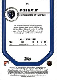 Jacob Bartlett - Topps Chrome MLS Base Set 2026, Nr. 131 – Rookie Card
