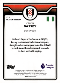 Calvin Bassey - Topps Flagship Premier League Base Set 2026-27, Nr. 133