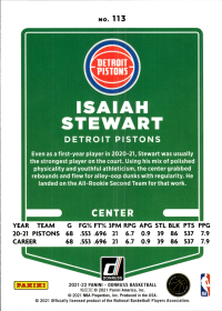 Isaiah Stewart - Panini Donruss Base Set 2021-22, Nr. 113