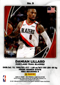 Damian Lillard - Panini NBA Sticker & Card Collection 2020-21, Nr. 9
