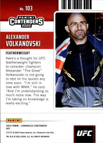 Alexander Volkanovski - Panini Chronicles UFC Contenders Season Ticket 2022, Nr. 103