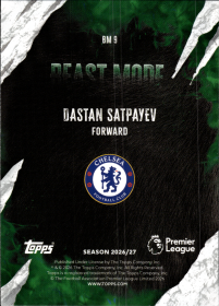 Dastan Satpayev - Topps Flagship Premier League Beast Mode 2026-27, Nr. BM 9 – Insert