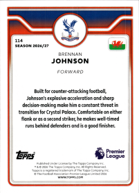 Brennan Johnson - Topps Flagship Premier League Base Set 2026-27, Nr. 114