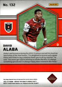 David Alaba - Panini Mosaic FIFA Road to World Cup Base Set 2021-22, Nr. 132