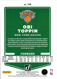Obi Toppin - Panini Donruss Base Set 2021-22, Nr. 118