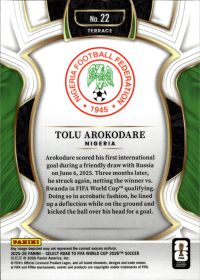 Tolu Arokodare - Panini Select FIFA Road to World Cup Terrace 2025-26, Nr. 22 – Rookie Card