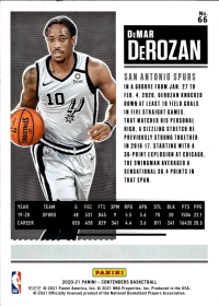 DeMar DeRozan - Panini Contenders Season Ticket 2020-21, Nr. 66