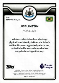 Joelinton - Topps Flagship Premier League Base Set 2026-27, Nr. 210