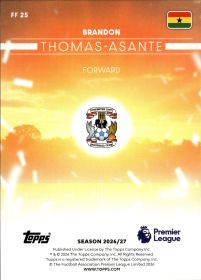 Brandon Thomas-Asante - Topps Flagship Premier League Flying the Flag 2026-27, Nr. FF 25 – Insert