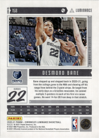 Desmond Bane - Panini Chronicles Luminance 2020-21, Nr. 158