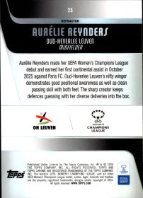 Aurélie Reynders - Topps Chrome UEFA Women's Champions League Base Set 2025-26, Nr. 23 – Rookie Card, Refractor