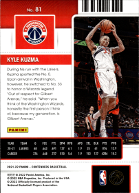 Kyle Kuzma - Panini Contenders Season Ticket 2021-22, Nr. 81
