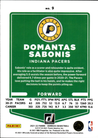 Domantas Sabonis - Panini Donruss Base Set 2021-22, Nr. 9