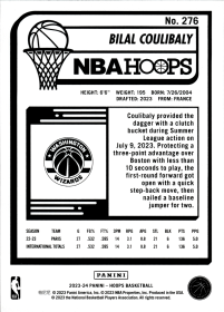 Bilal Coulibaly - Panini Hoops Base Set 2023-24, Nr. 276 – Rookie Card