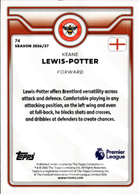Keane Lewis-Potter - Topps Flagship Premier League Base Set 2026-27, Nr. 74