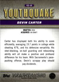 Devin Carter - Topps Chrome Youthquake 2024-25, Nr. YQ-10 – Rookie Card