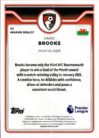 David Brooks - Topps Flagship Premier League Base Set 2026-27, Nr. 55