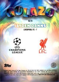 Jayden Danns - Topps Chrome UEFA Club Competitions Golazo 2024-25, Nr. GZ-6 – Rookie Card, Insert