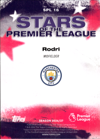 Rodri - Topps Flagship Premier League Stars of the Premier League 2026-27, Nr. SPL 16 – Insert