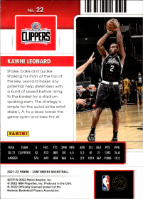 Kawhi Leonard - Panini Contenders Season Ticket 2021-22, Nr. 22