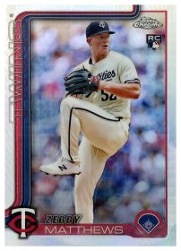 Zebby Matthews - Topps Chrome Base Set 2025, Nr. 277 – Rookie Card, Prism Refractor