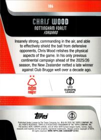 Chris Wood - Topps UEFA Club Competitions Base Set 2025-26, Nr. 186 – Nummeriert, Green Foil