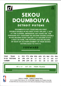 Sekou Doumbouya - Panini Donruss Base Set 2020-21, Nr. 39