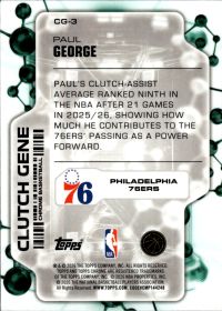 Paul George - Topps Chrome Clutch Gene 2025-26, Nr. CG-3 – Insert