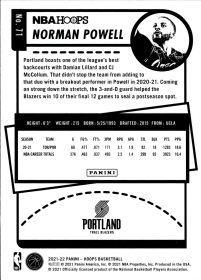 Norman Powell - Panini Hoops Base Set 2021-22, Nr. 71