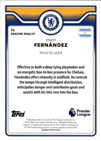 Enzo Fernández - Topps Flagship Premier League Base Set 2026-27, Nr. 96