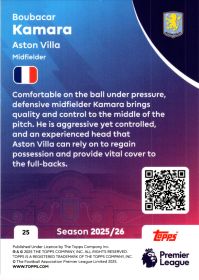 Boubacar Kamara - Topps Match Attax Premier League Base Set 2025-26, Nr. 25