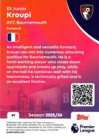 Eli Junior Kroupi - Topps Match Attax Premier League Base Set 2025-26, Nr. 49